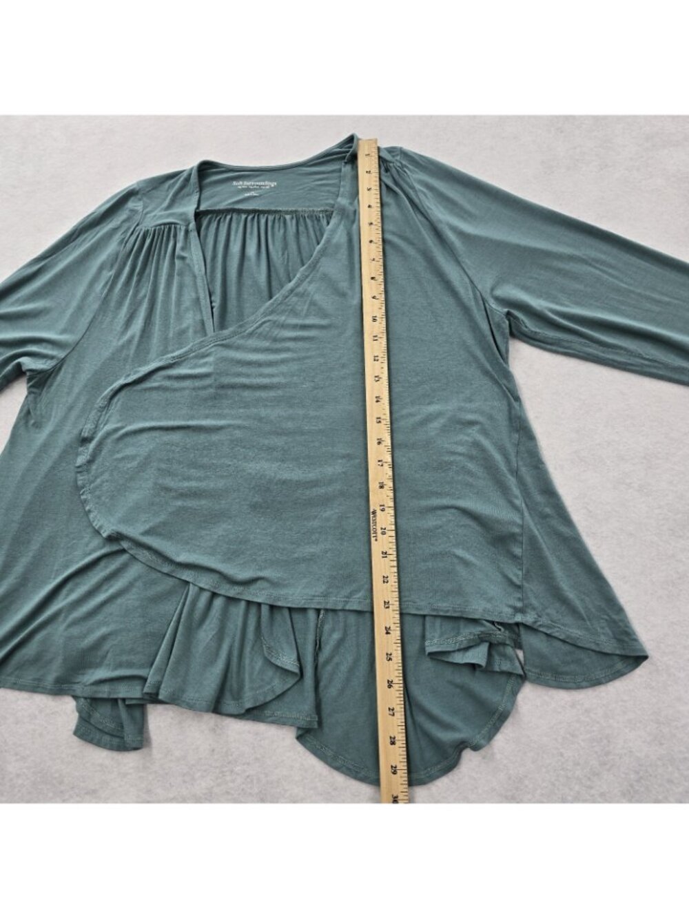 Soft Surroundings Open Front Cardigan Size 1X Draped Flowy Asymmetrical Stretch - Picture 6 of 6